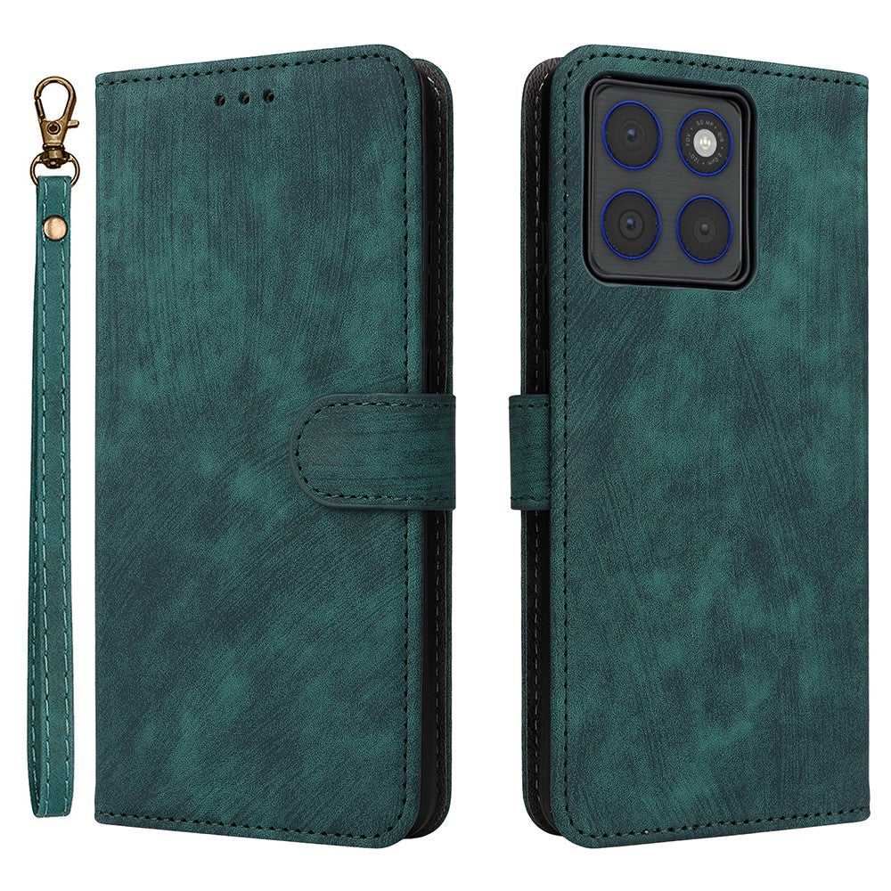 For Motorola Edge 70 5G Case Wallet RFID Blocking PU Leather Phone Cover Stand with Strap - Green