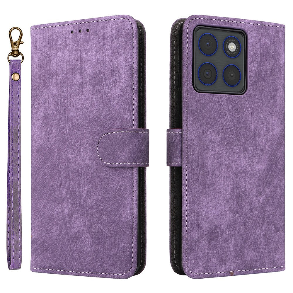 For Motorola Edge 70 5G Case Wallet RFID Blocking PU Leather Phone Cover Stand with Strap - Purple