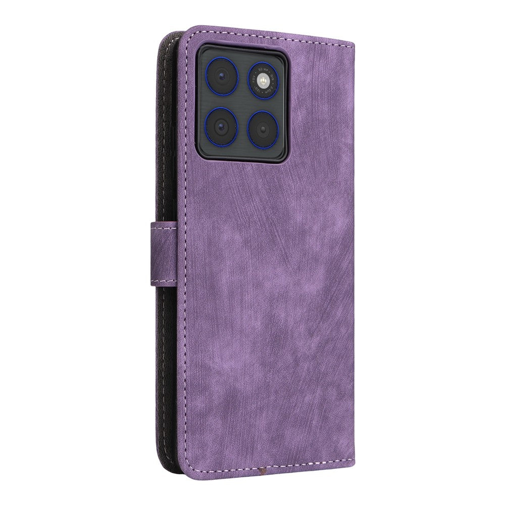 For Motorola Edge 70 5G Case Wallet RFID Blocking PU Leather Phone Cover Stand with Strap - Purple