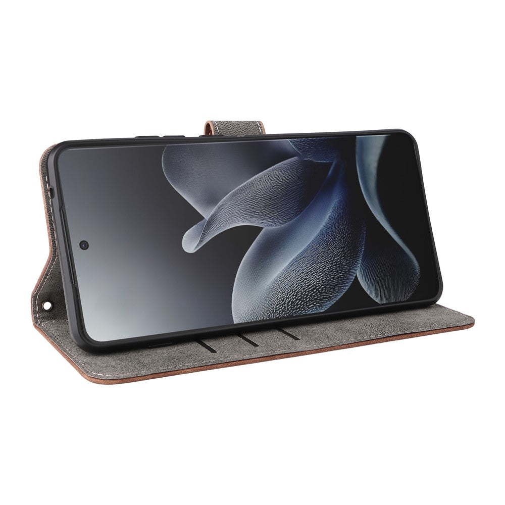 For Motorola Edge 70 5G Case Wallet RFID Blocking PU Leather Phone Cover Stand with Strap - Brown