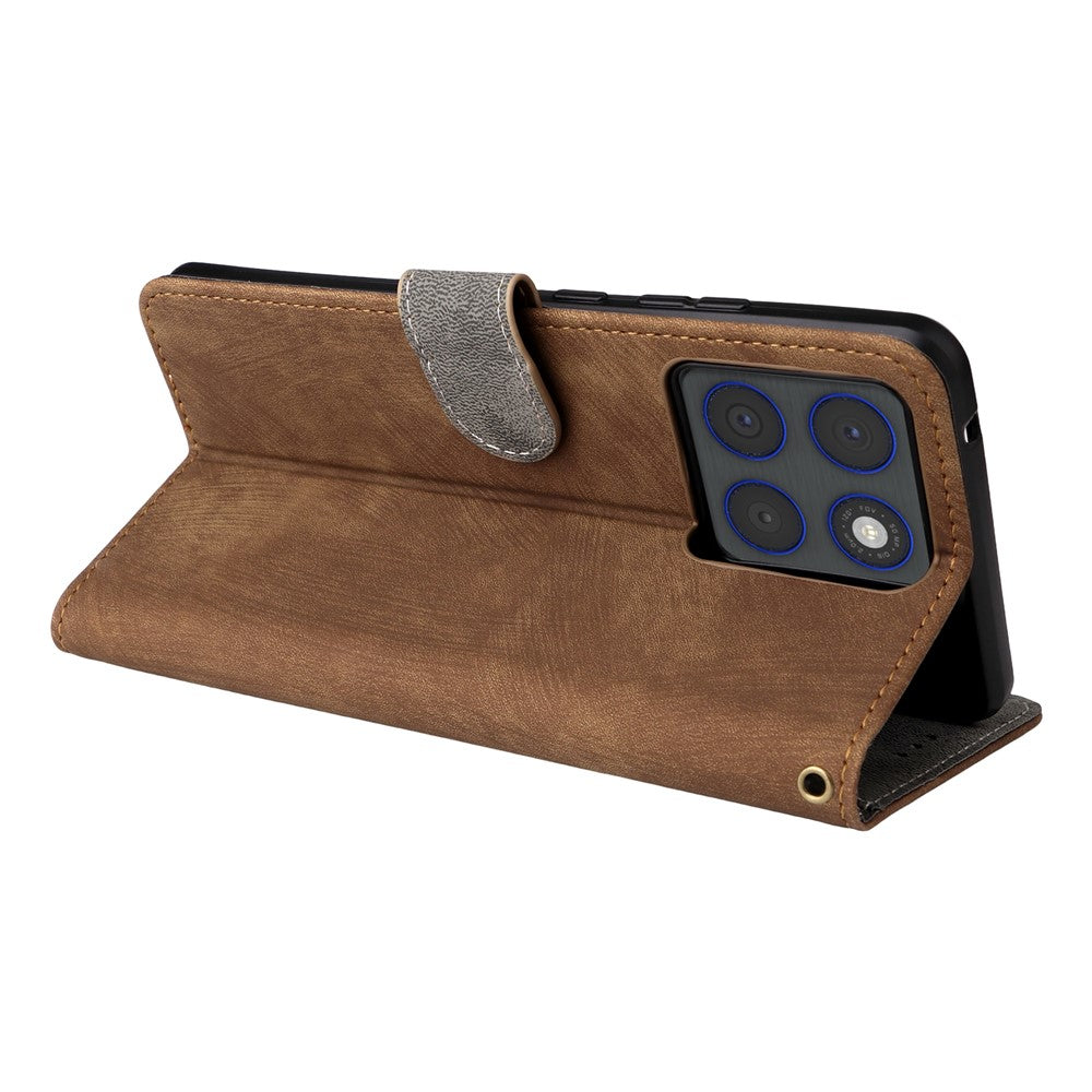 For Motorola Edge 70 5G Case Wallet RFID Blocking PU Leather Phone Cover Stand with Strap - Brown