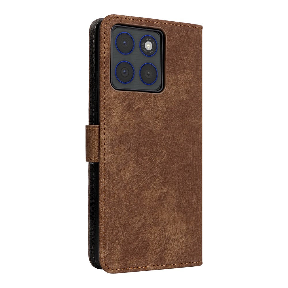 For Motorola Edge 70 5G Case Wallet RFID Blocking PU Leather Phone Cover Stand with Strap - Brown