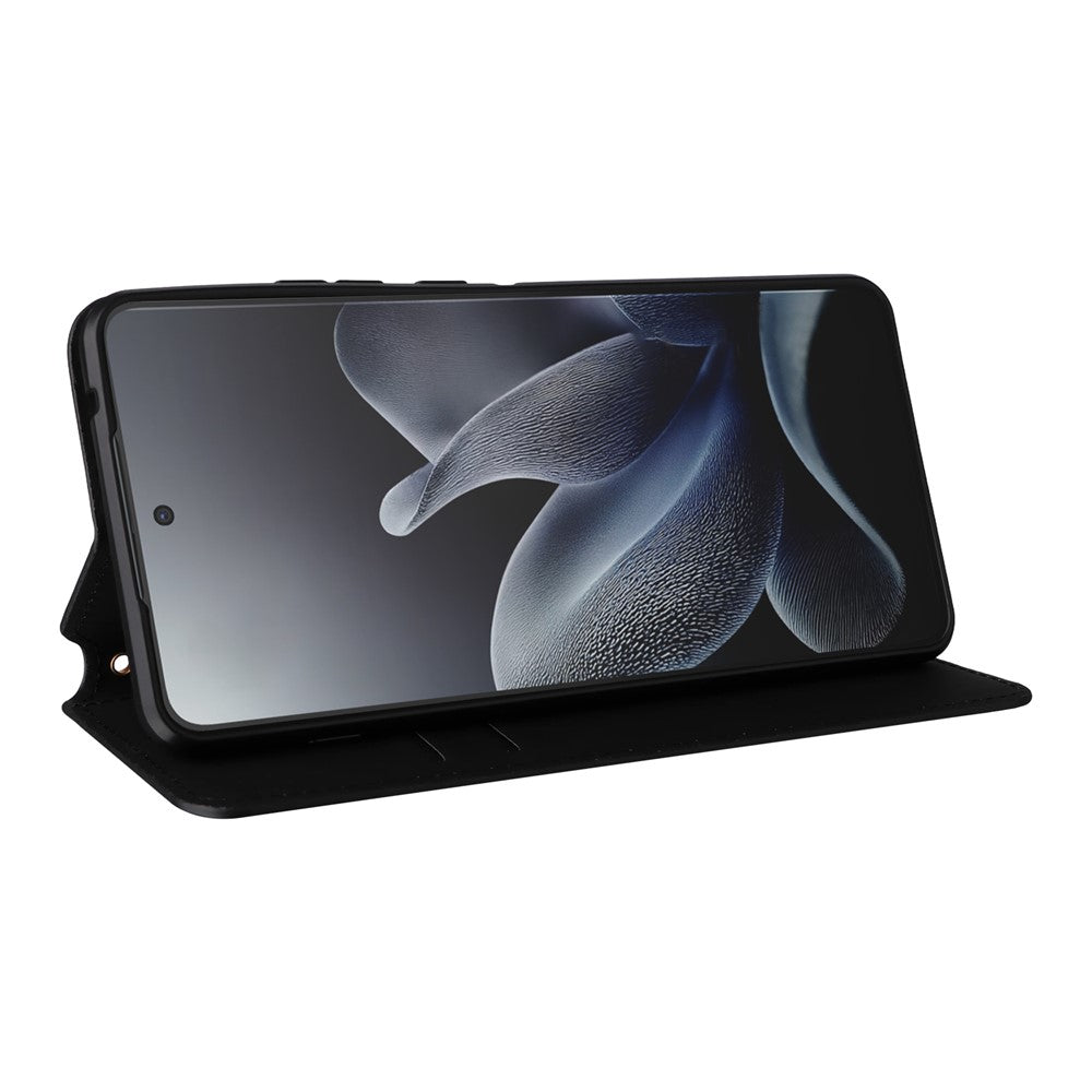 For Motorola Edge 70 5G Case Wallet Rhombus Imprinted PU Leather Phone Cover - Black