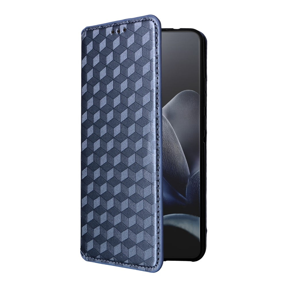 For Motorola Edge 70 5G Case Wallet Rhombus Imprinted PU Leather Phone Cover - Blue