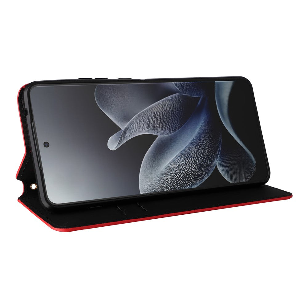 For Motorola Edge 70 5G Case Wallet Rhombus Imprinted PU Leather Phone Cover - Red