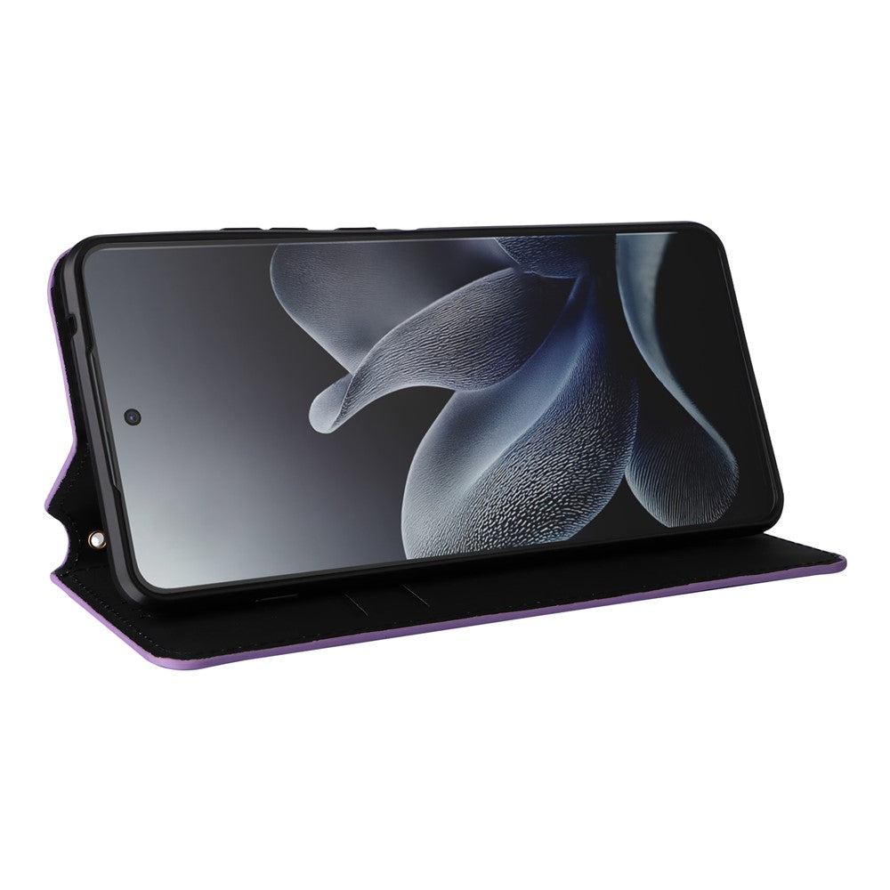 For Motorola Edge 70 5G Case Wallet Rhombus Imprinted PU Leather Phone Cover - Purple