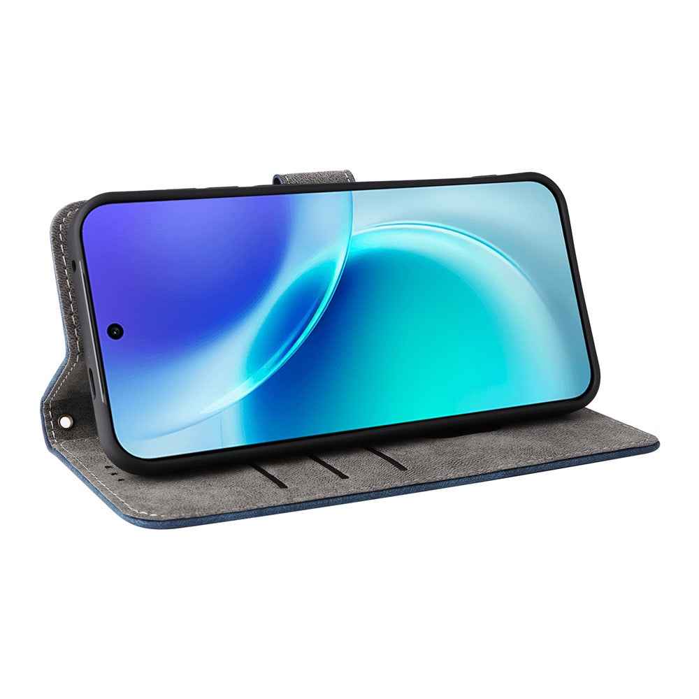 For vivo X300 5G Case Wallet RFID Blocking PU Leather Phone Cover Stand with Strap - Blue