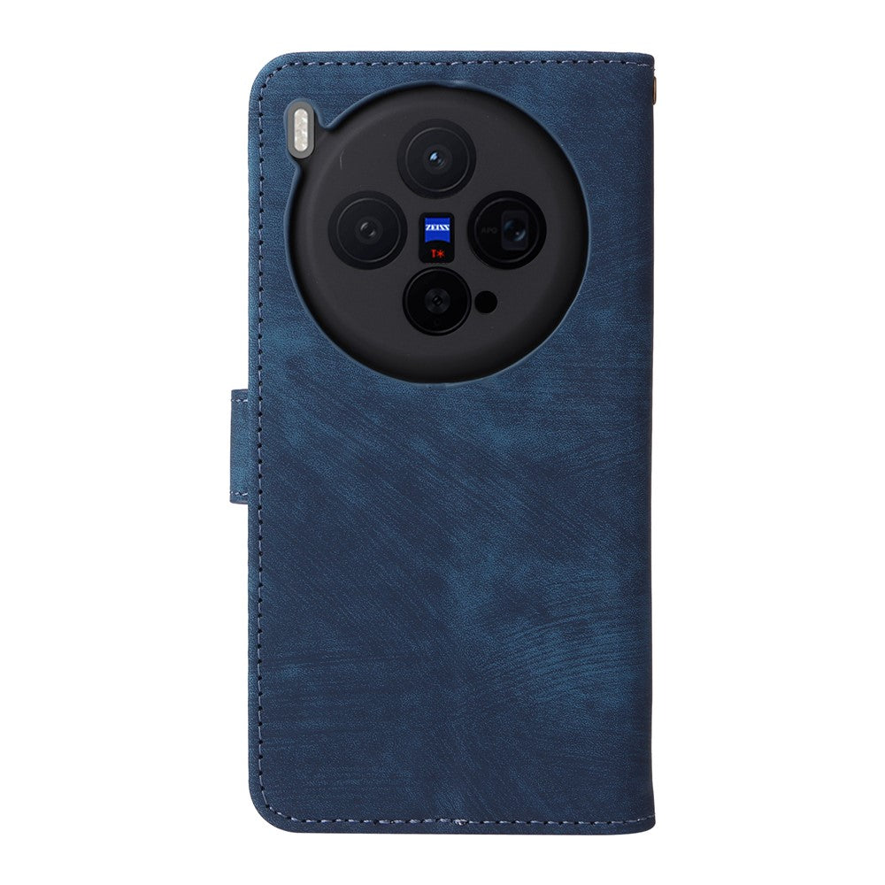 For vivo X300 5G Case Wallet RFID Blocking PU Leather Phone Cover Stand with Strap - Blue