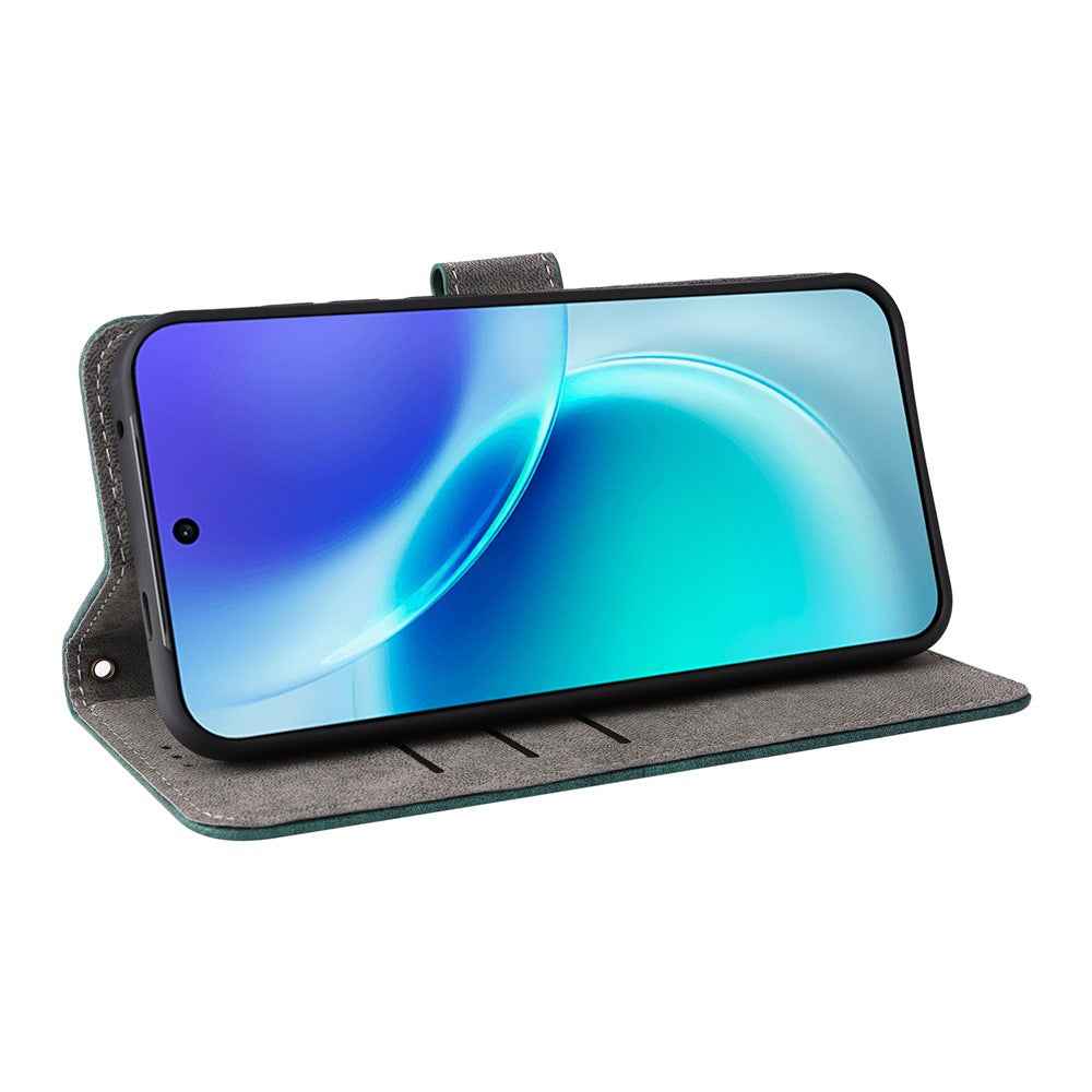 For vivo X300 5G Case Wallet RFID Blocking PU Leather Phone Cover Stand with Strap - Green