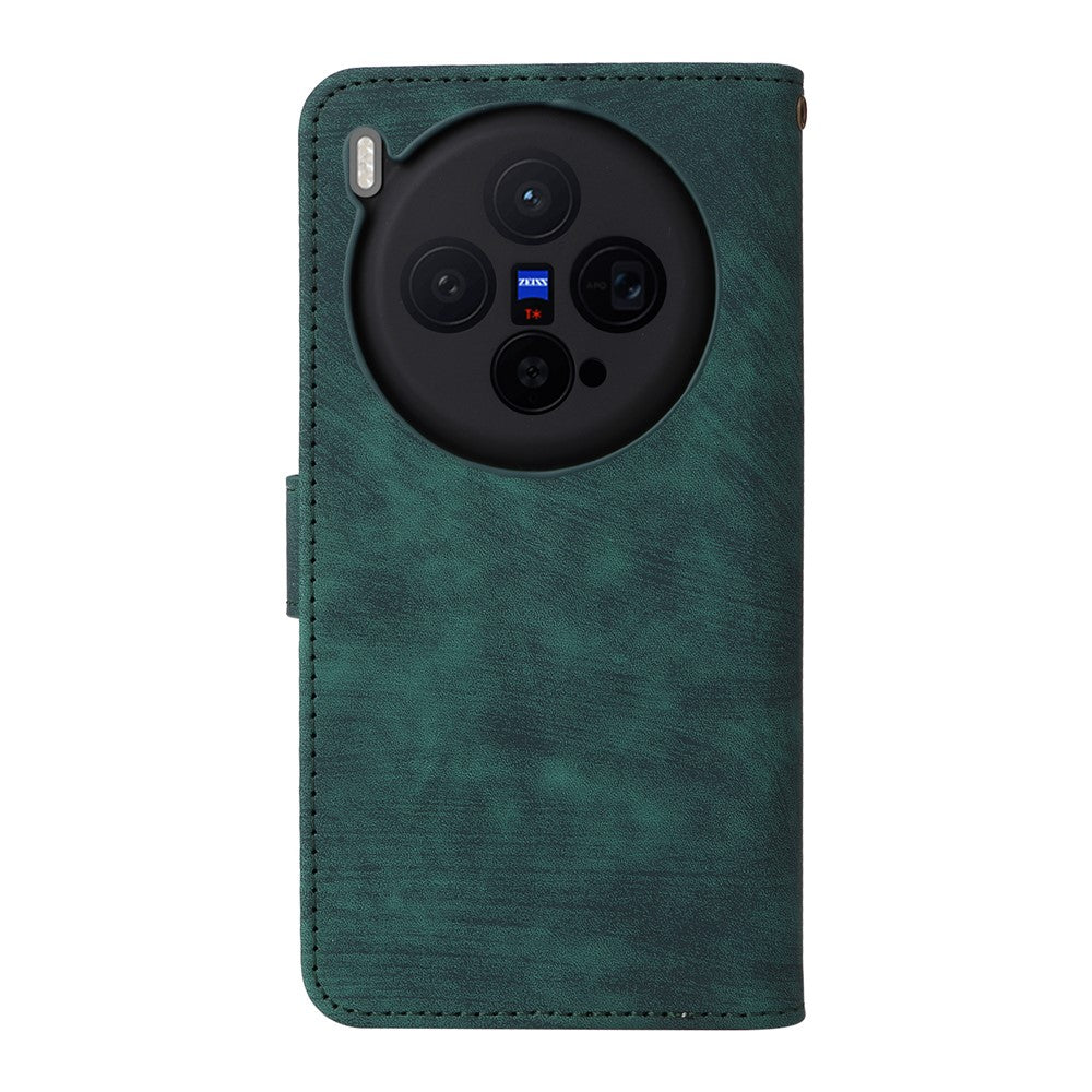 For vivo X300 5G Case Wallet RFID Blocking PU Leather Phone Cover Stand with Strap - Green