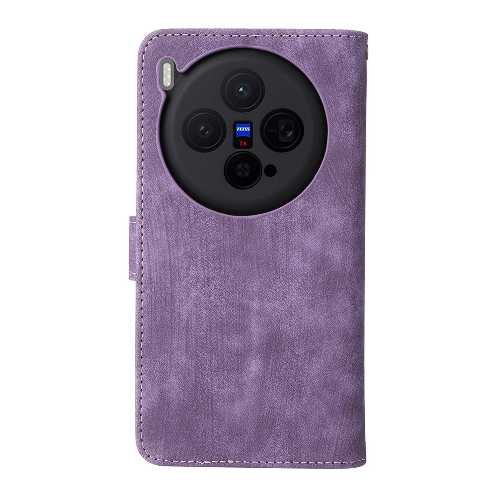 For vivo X300 5G Case Wallet RFID Blocking PU Leather Phone Cover Stand with Strap - Purple