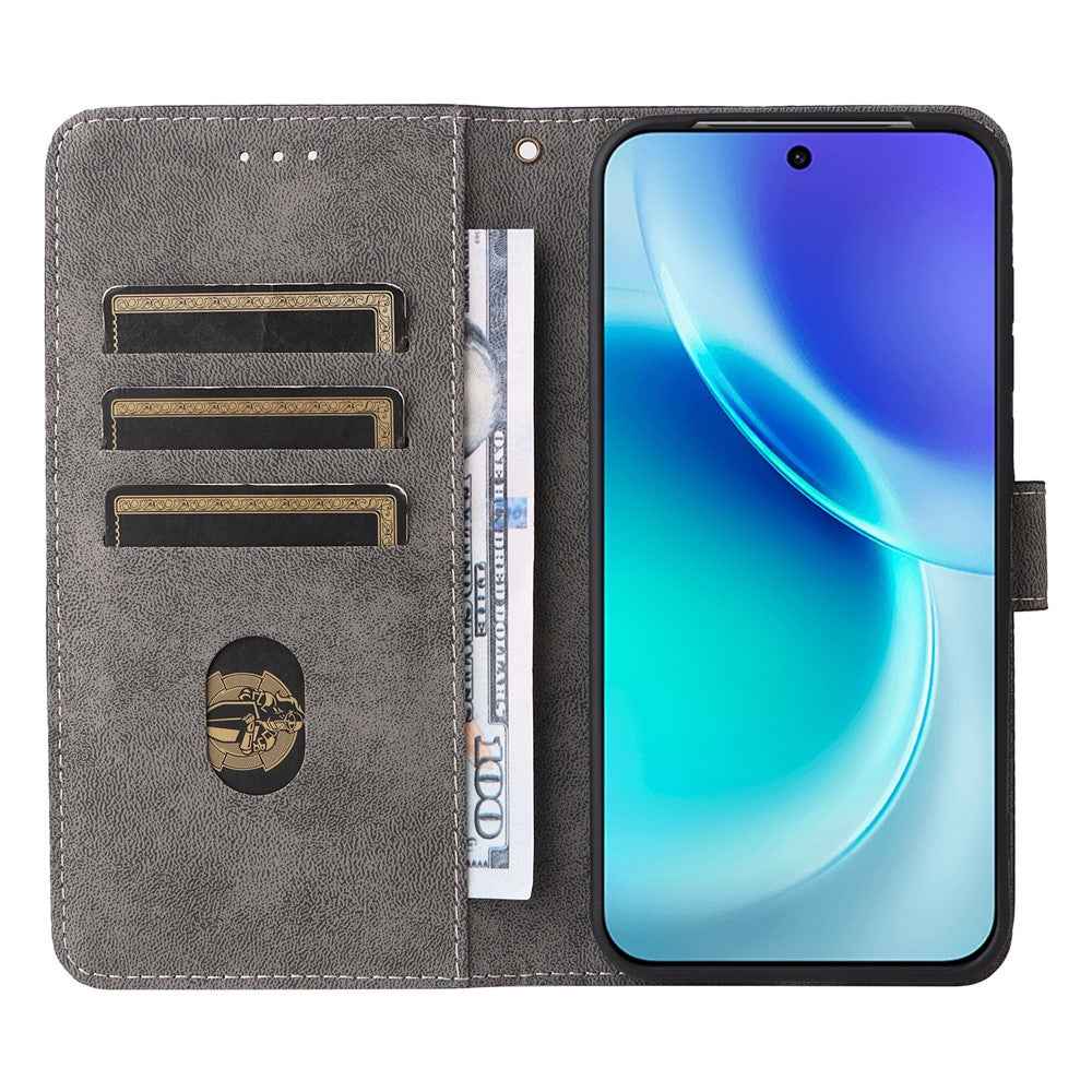 For vivo X300 5G Case Wallet RFID Blocking PU Leather Phone Cover Stand with Strap - Brown