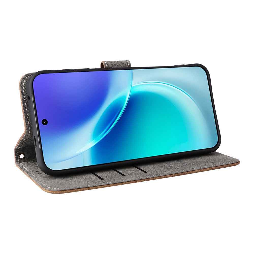 For vivo X300 5G Case Wallet RFID Blocking PU Leather Phone Cover Stand with Strap - Brown