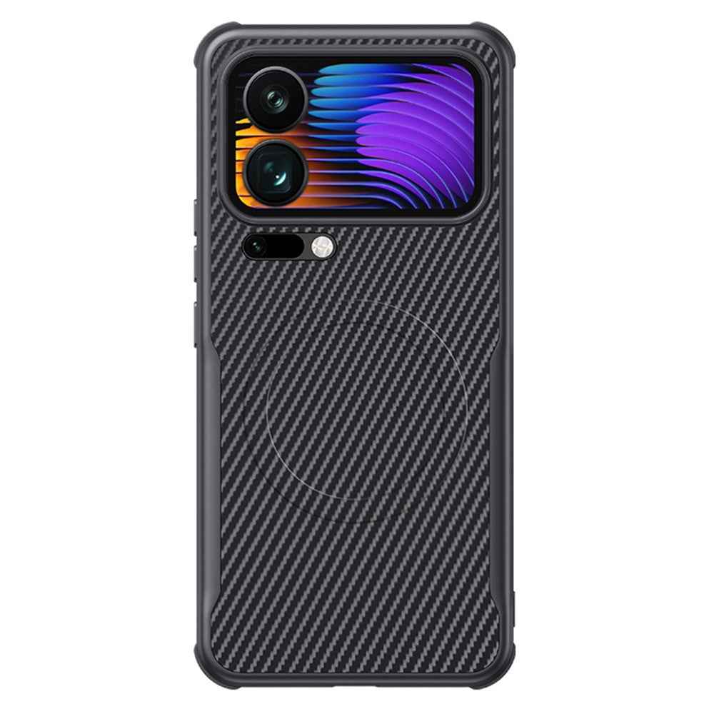 For Xiaomi 17 Pro Magnetic Case Carbon Fiber PU + PC + Silicone Protective Cover - Black