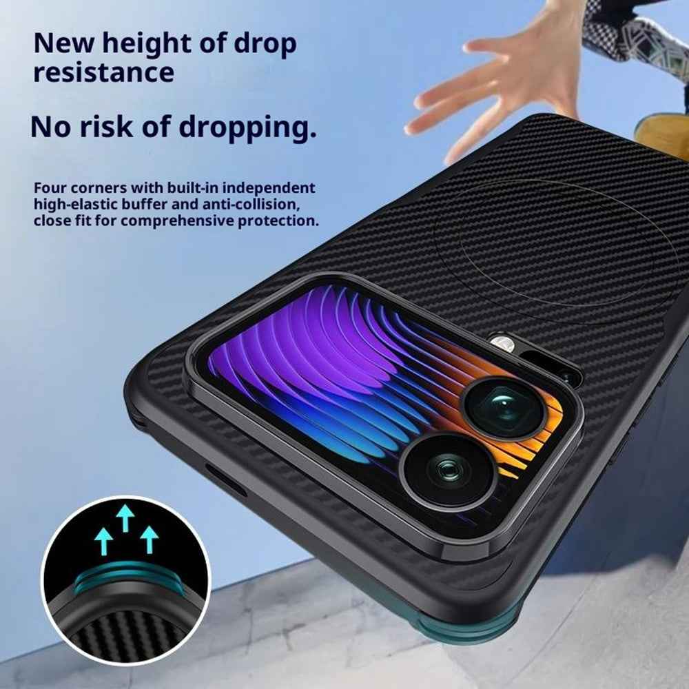 For Xiaomi 17 Pro Magnetic Case Carbon Fiber PU + PC + Silicone Protective Cover - Sapphire