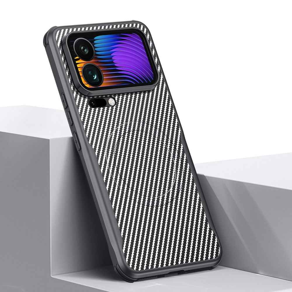For Xiaomi 17 Pro Magnetic Case Carbon Fiber PU + PC + Silicone Protective Cover - Grey