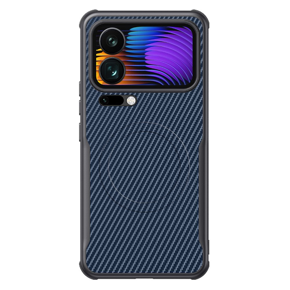 For Xiaomi 17 Pro Max Magnetic Case Carbon Fiber PU + PC + Silicone Protective Cover - Sapphire