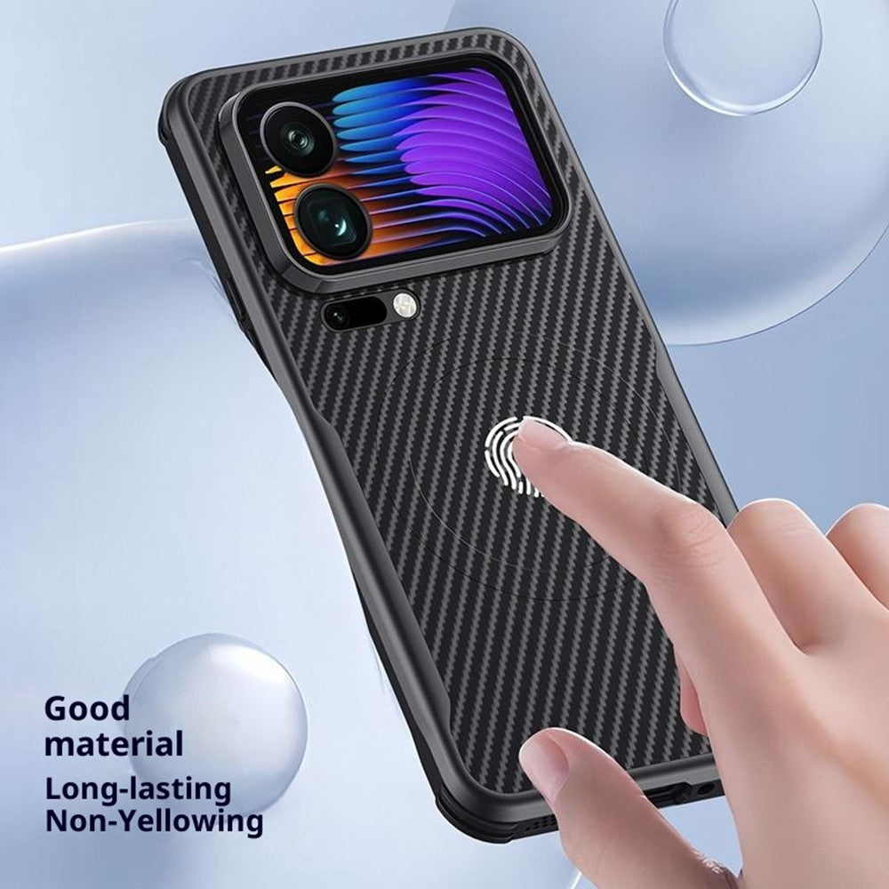 For Xiaomi 17 Pro Max Magnetic Case Carbon Fiber PU + PC + Silicone Protective Cover - Grey