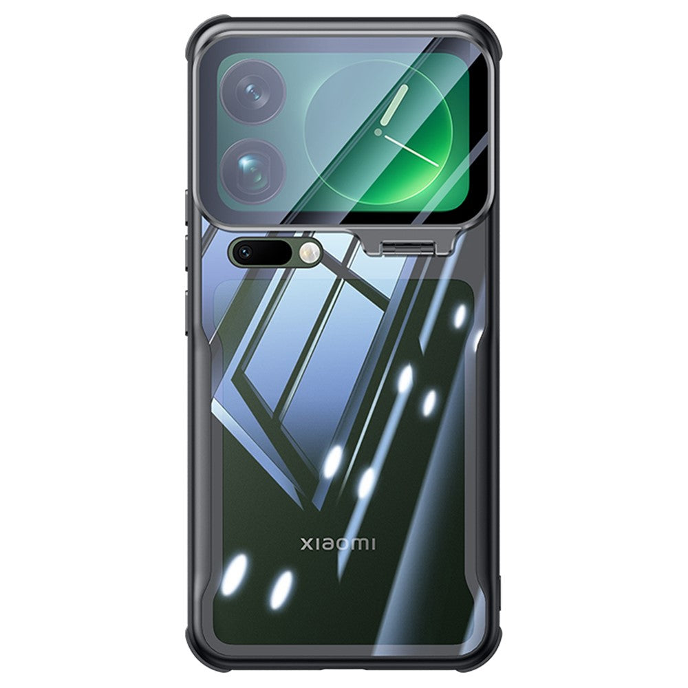 For Xiaomi 17 Pro Max Case PC + TPU Clear Phone Shell with Glass Lens Cover Kickstand