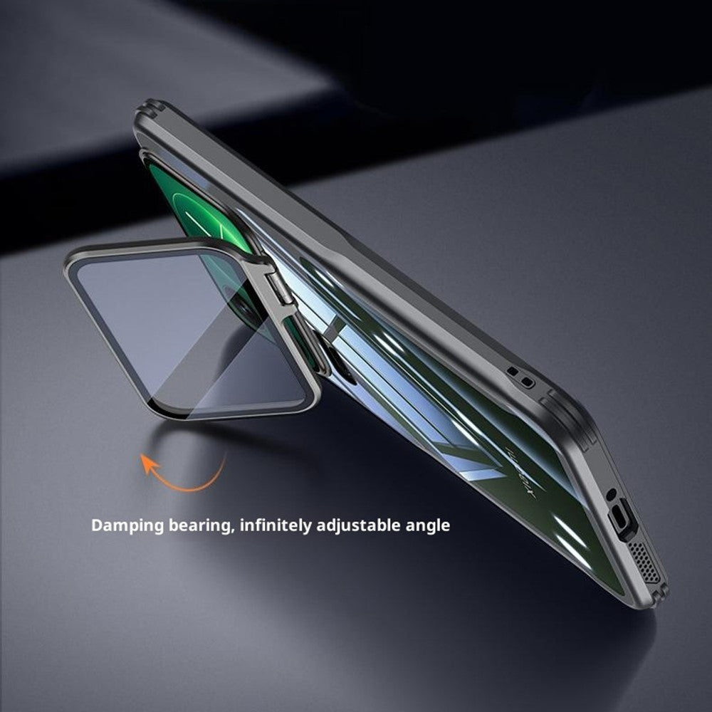 For Xiaomi 17 Pro Max Case PC + TPU Clear Phone Shell with Glass Lens Cover Kickstand