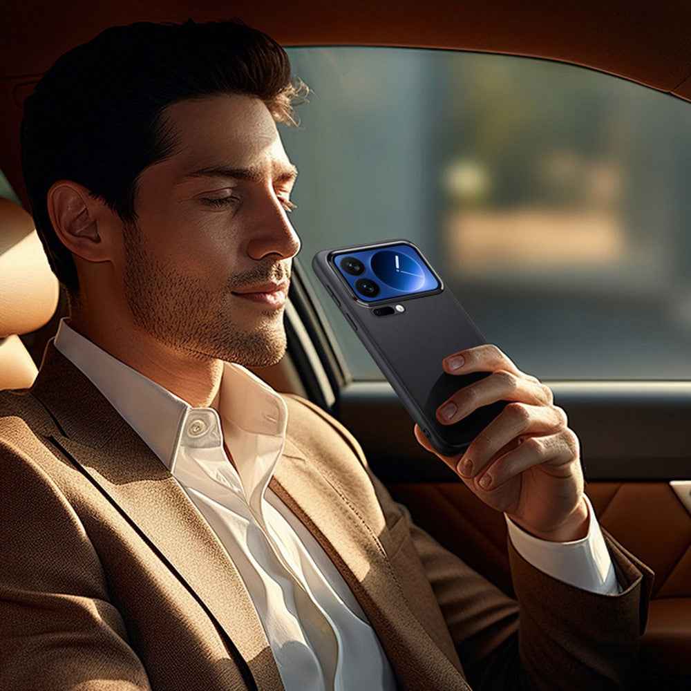 For Xiaomi 17 Pro Case Shockproof Airbag Leather Coated Silicone Phone Cover with Hardware Lens Frame - Purple