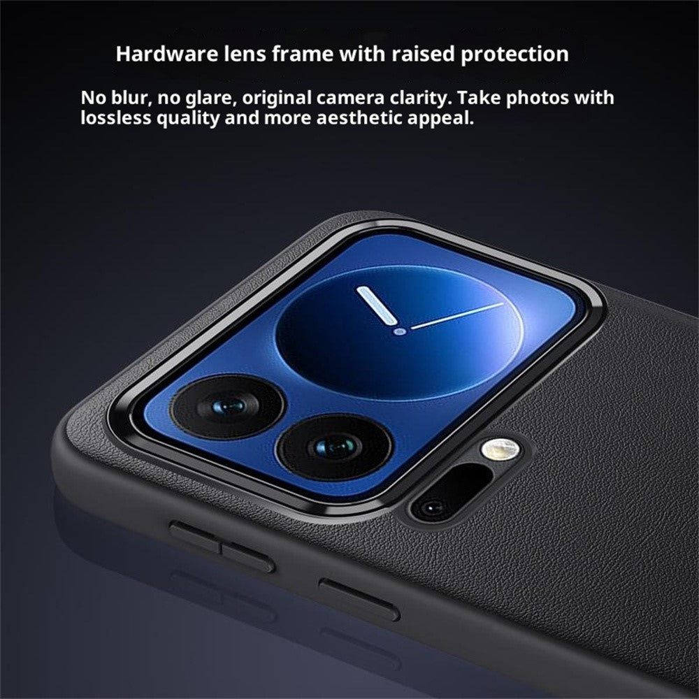 For Xiaomi 17 Pro Max Case Shockproof Airbag Leather Coated Silicone Phone Cover with Hardware Lens Frame - Green