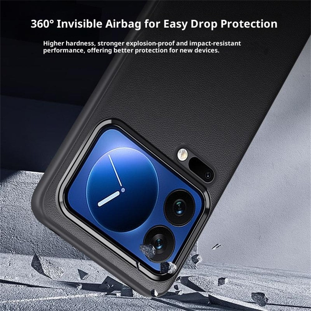 For Xiaomi 17 Pro Max Case Shockproof Airbag Leather Coated Silicone Phone Cover with Hardware Lens Frame - Green