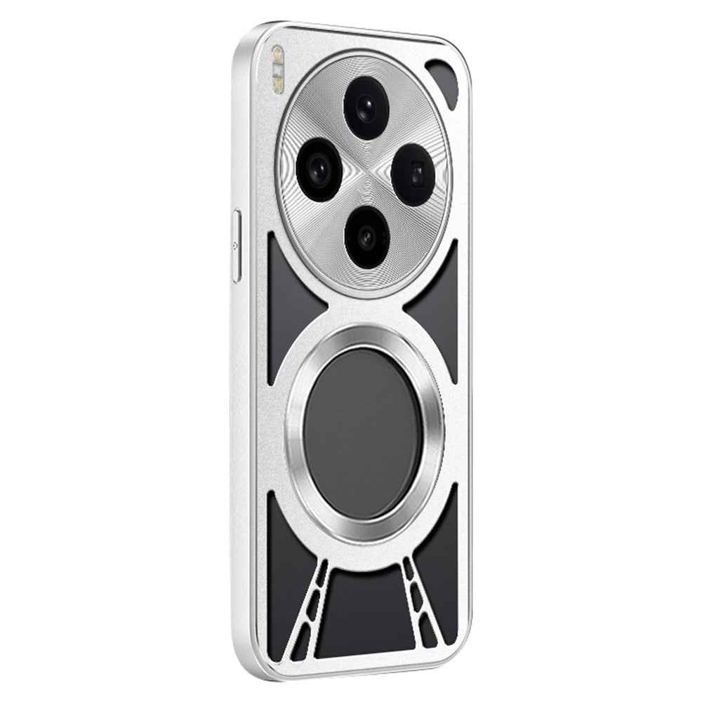 For vivo X300 5G Magnetic Case Hollow Heat Dissipation Silicone + PC + Metal Bumper Phone Cover - Silver