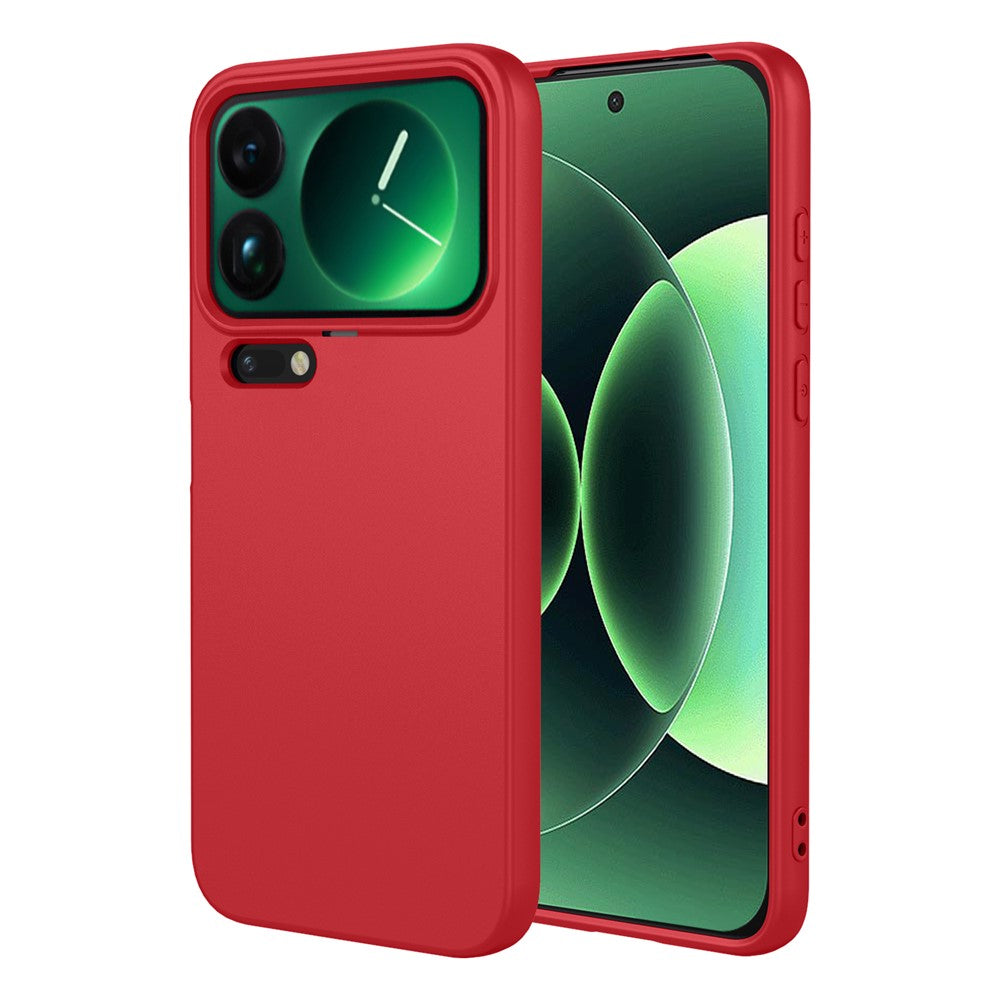 For Xiaomi 17 Pro Max Case Liquid Silicone Feel Soft TPU Protective Phone Cover - Red