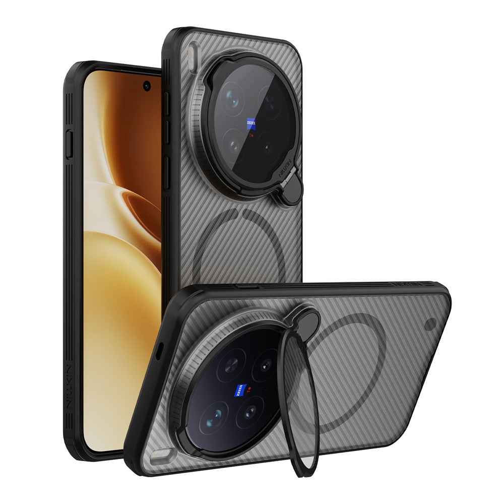 NILLKIN Camshield Prop Magnetic Series for vivo X300 Pro 5G Magnetic Case Clear Lens Lid PC TPU Phone Back Cover - Transparent Black