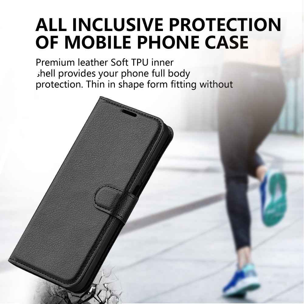 AMORUS For Xiaomi 17 Pro Wallet Case Litchi Texture Shockproof Leather Flip Stand Phone Cover - Black