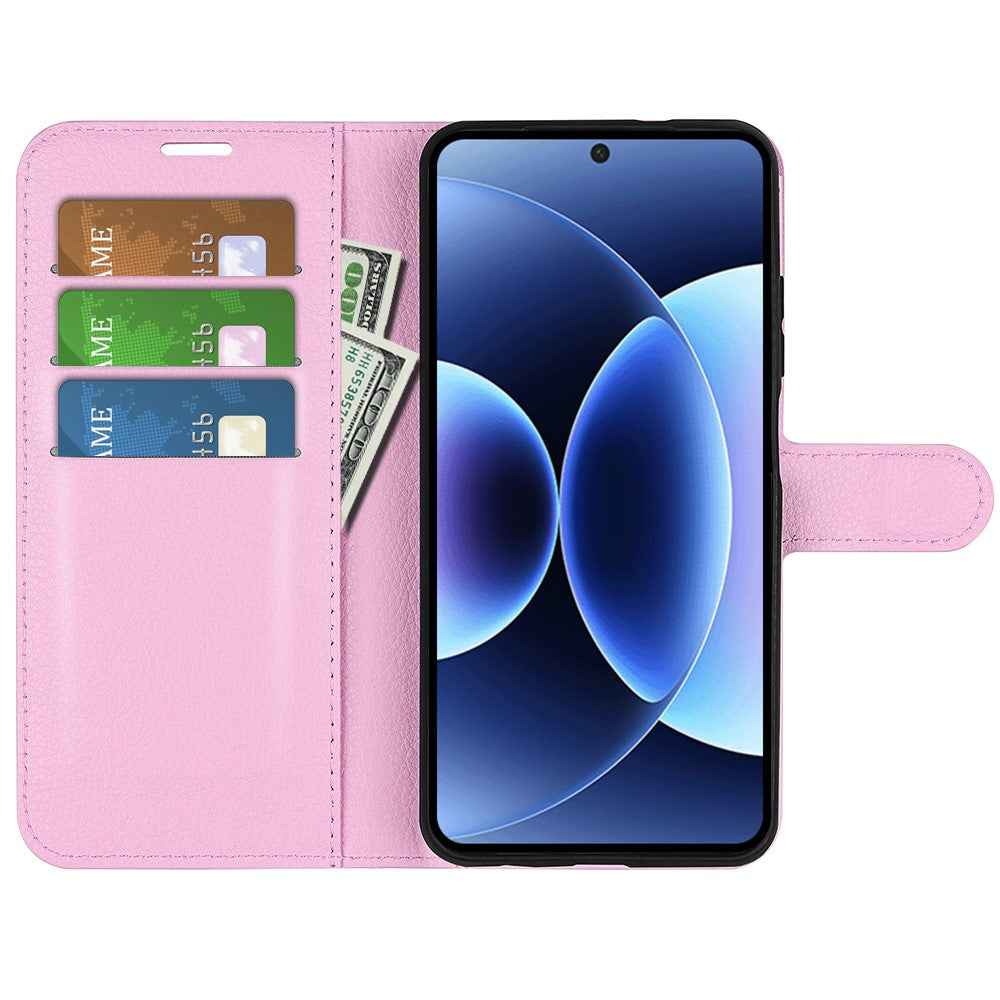 AMORUS For Xiaomi 17 Pro Wallet Case Litchi Texture Shockproof Leather Flip Stand Phone Cover - Pink