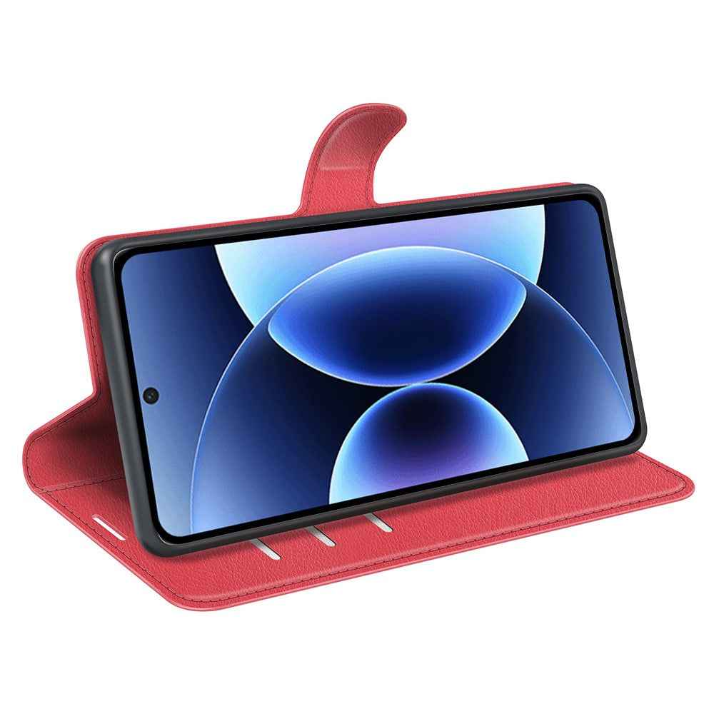 AMORUS For Xiaomi 17 Pro Wallet Case Litchi Texture Shockproof Leather Flip Stand Phone Cover - Red