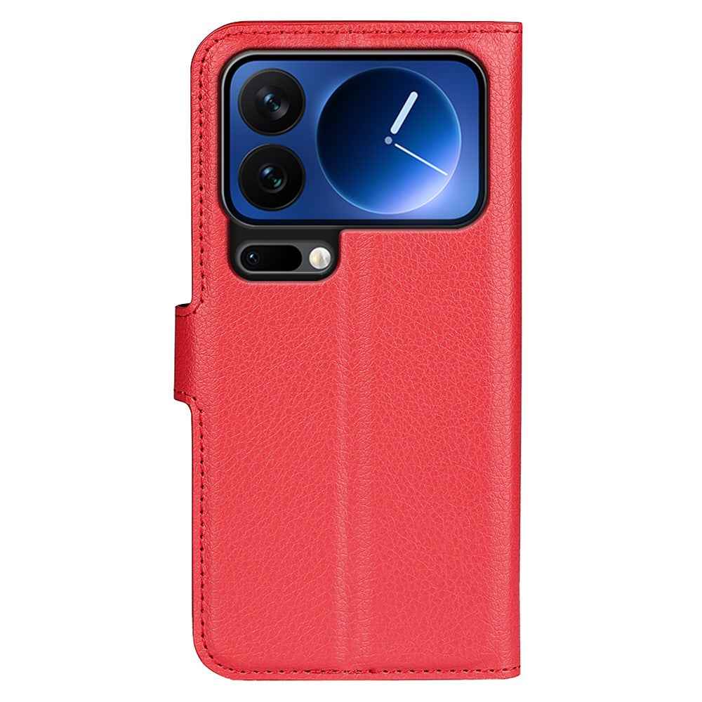AMORUS For Xiaomi 17 Pro Wallet Case Litchi Texture Shockproof Leather Flip Stand Phone Cover - Red