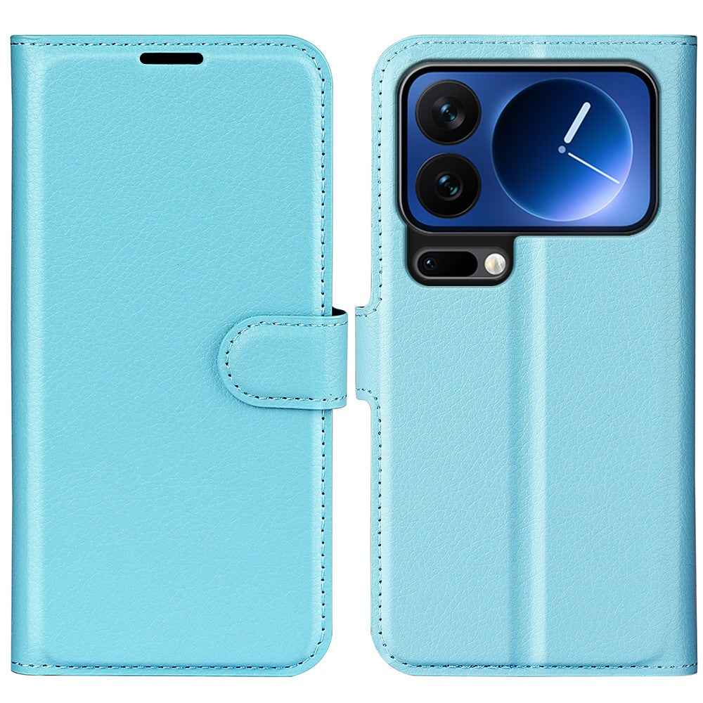 AMORUS For Xiaomi 17 Pro Wallet Case Litchi Texture Shockproof Leather Flip Stand Phone Cover - Blue