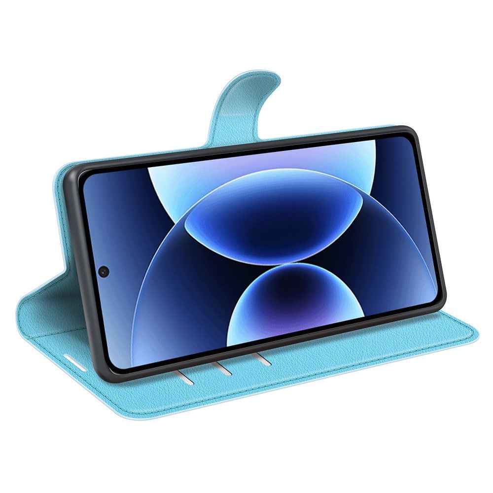 AMORUS For Xiaomi 17 Pro Wallet Case Litchi Texture Shockproof Leather Flip Stand Phone Cover - Blue