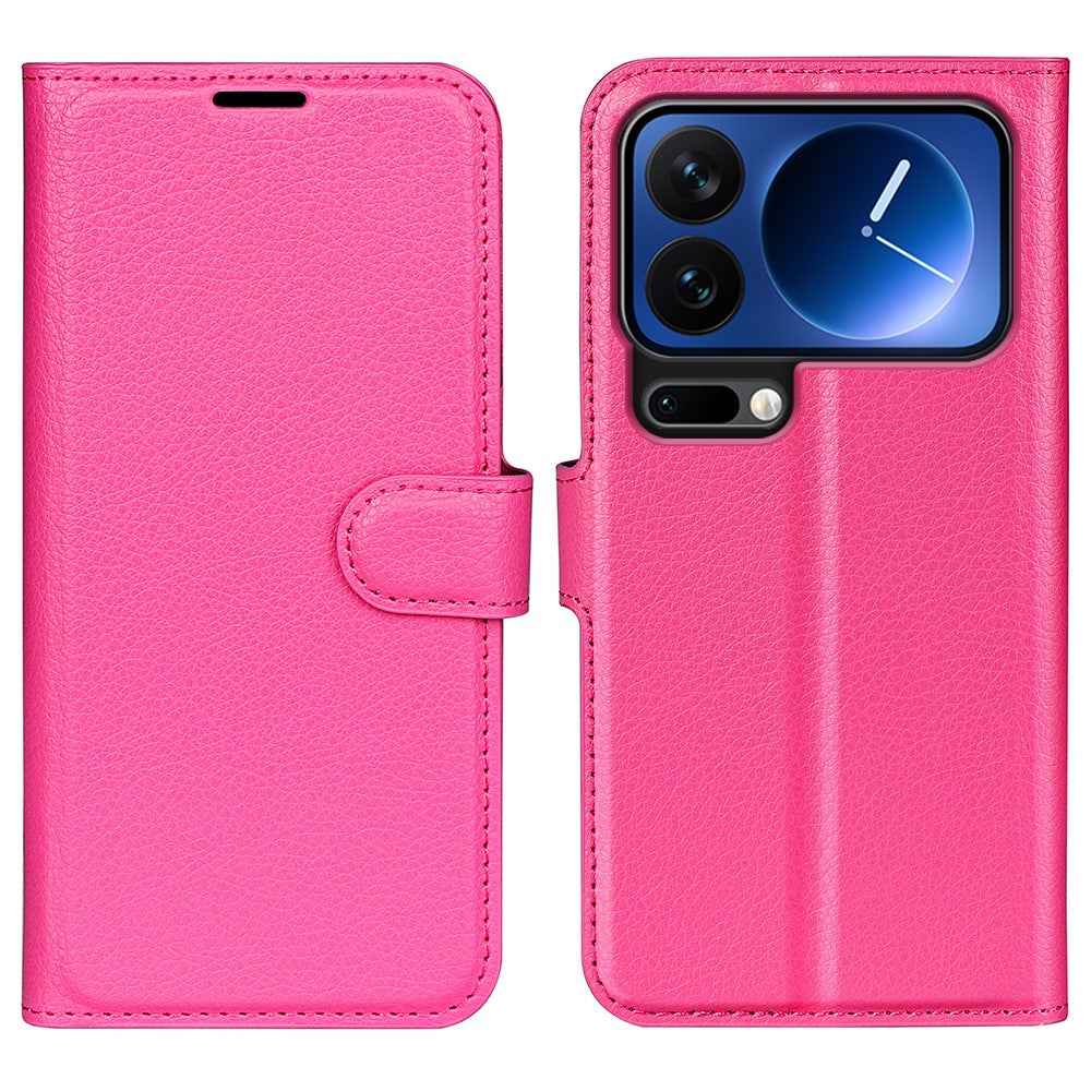 AMORUS For Xiaomi 17 Pro Wallet Case Litchi Texture Shockproof Leather Flip Stand Phone Cover - Rose