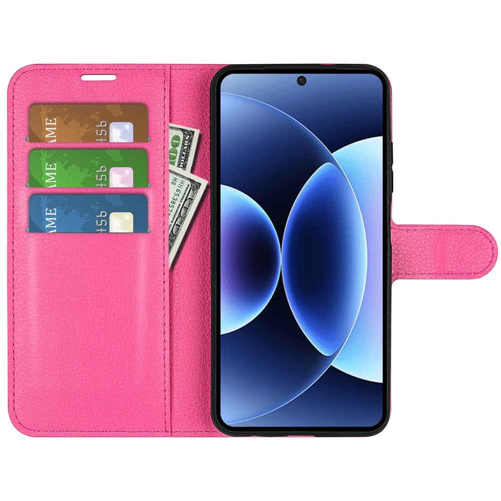 AMORUS For Xiaomi 17 Pro Wallet Case Litchi Texture Shockproof Leather Flip Stand Phone Cover - Rose