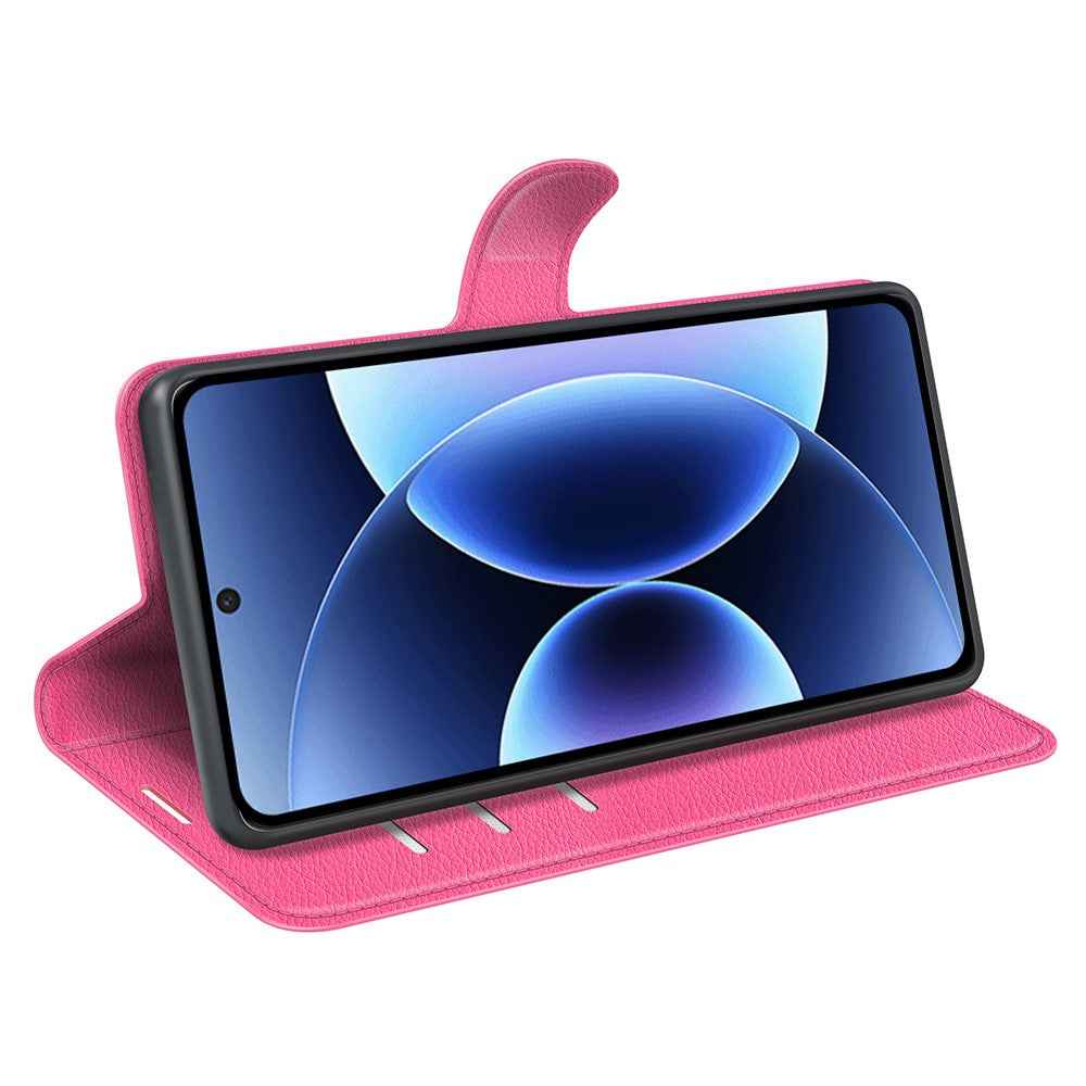 AMORUS For Xiaomi 17 Pro Wallet Case Litchi Texture Shockproof Leather Flip Stand Phone Cover - Rose