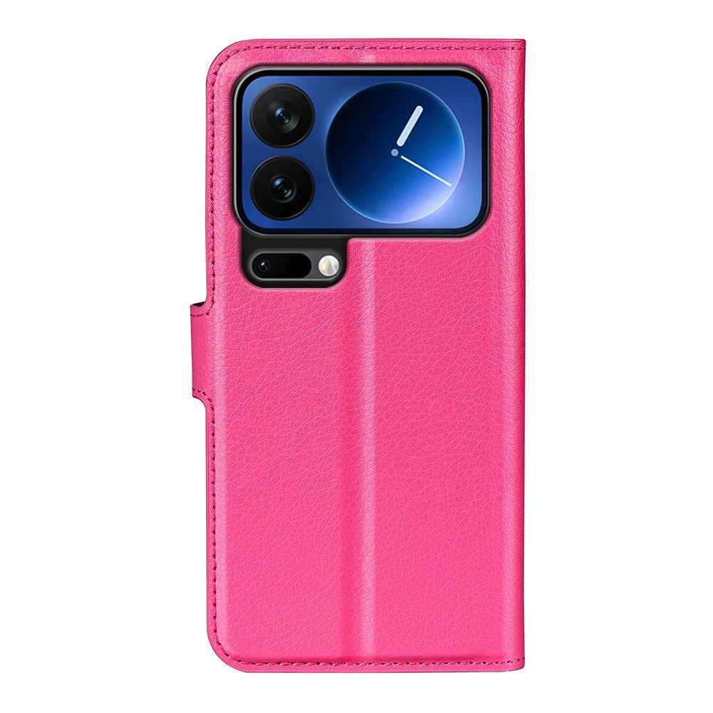 AMORUS For Xiaomi 17 Pro Wallet Case Litchi Texture Shockproof Leather Flip Stand Phone Cover - Rose