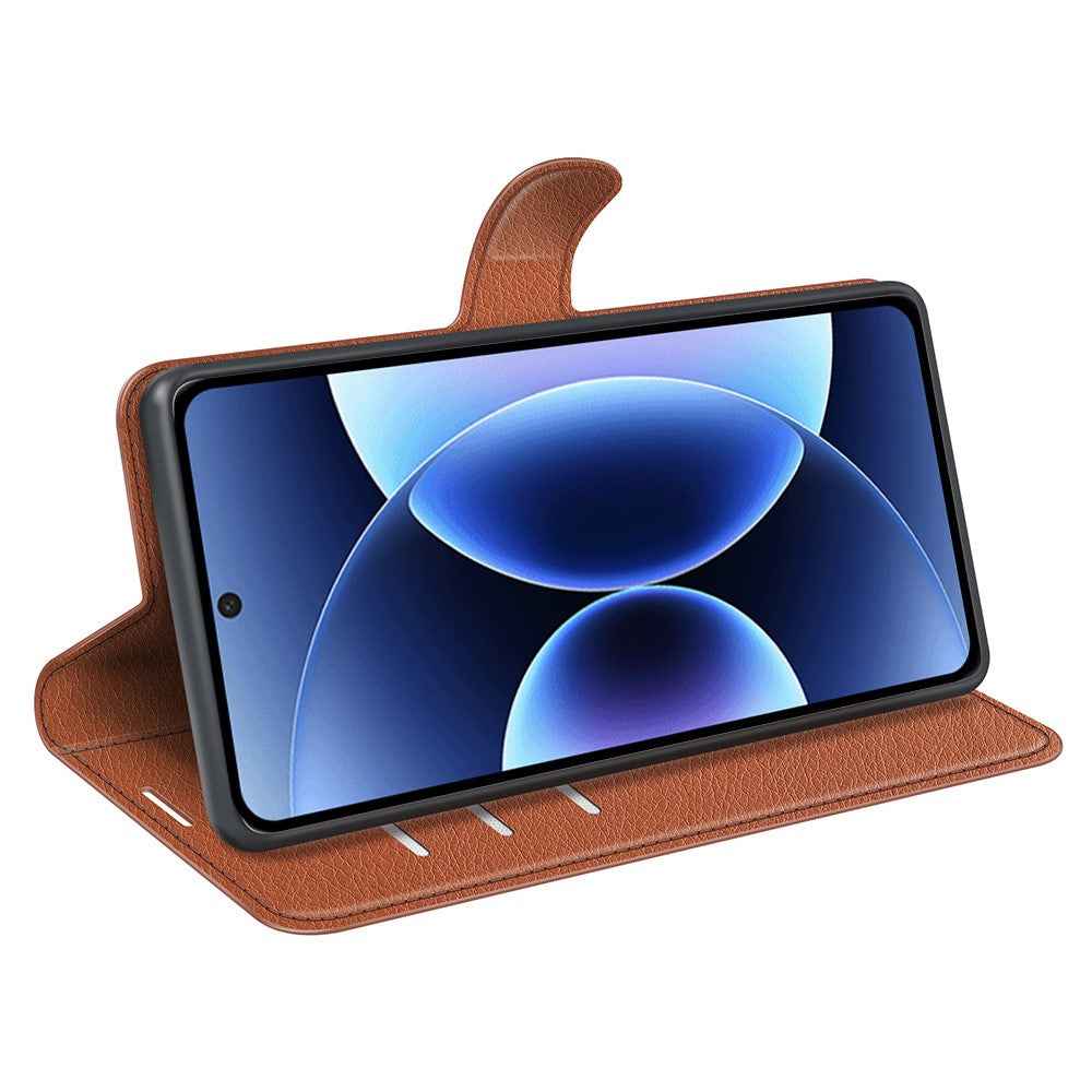 AMORUS For Xiaomi 17 Pro Wallet Case Litchi Texture Shockproof Leather Flip Stand Phone Cover - Brown
