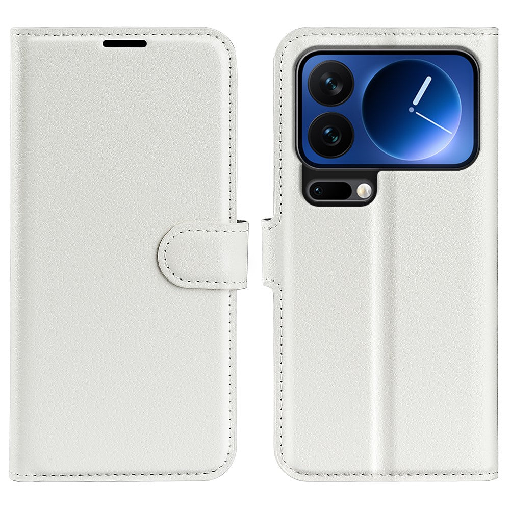 AMORUS For Xiaomi 17 Pro Max Wallet Case Litchi Texture Shockproof Leather Flip Stand Phone Cover - White