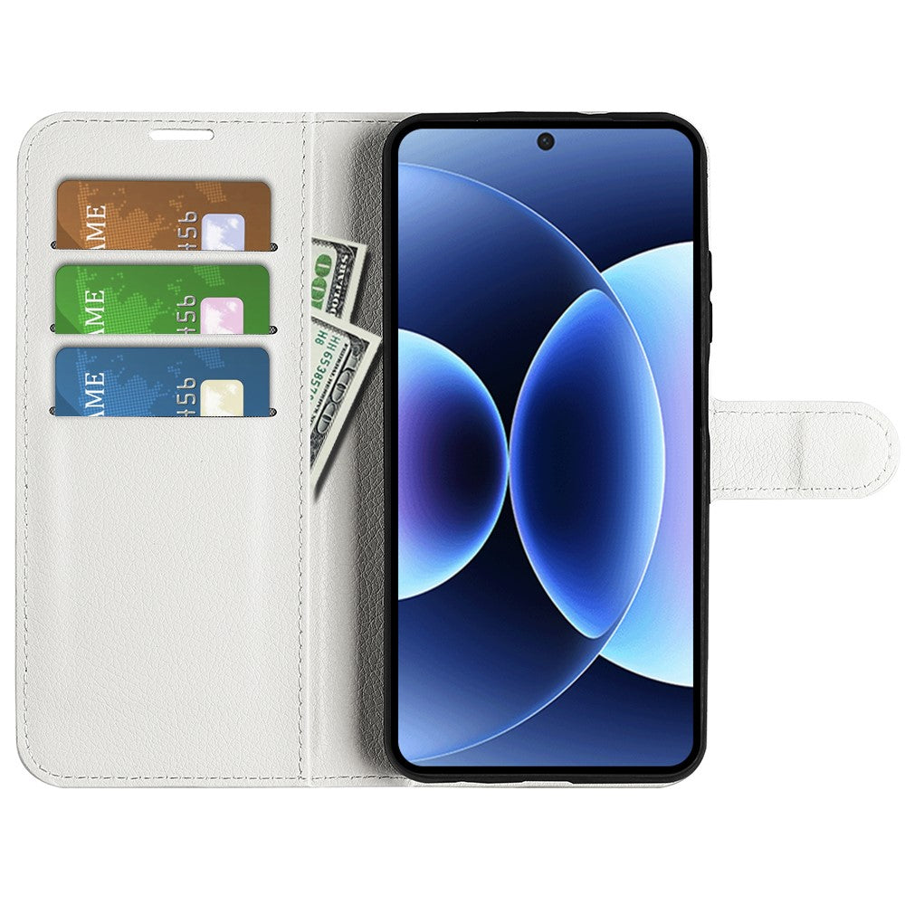 AMORUS For Xiaomi 17 Pro Max Wallet Case Litchi Texture Shockproof Leather Flip Stand Phone Cover - White