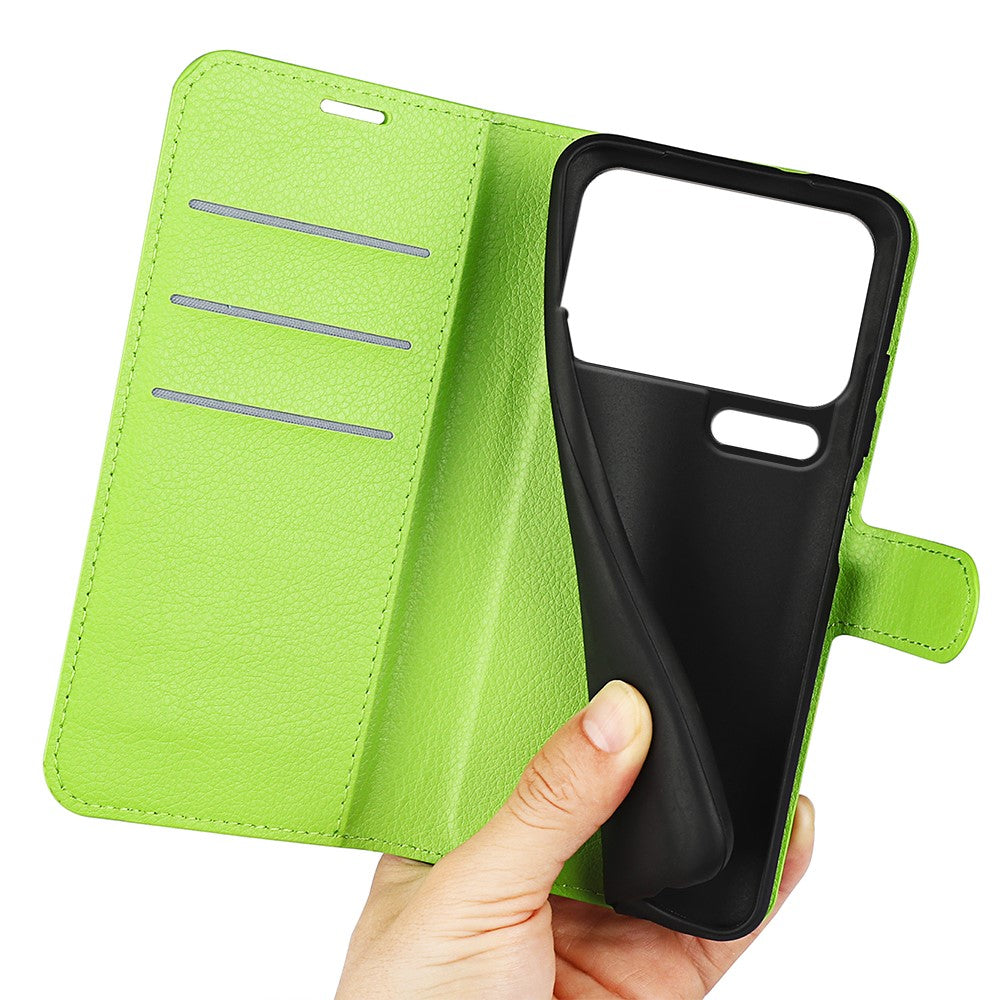 AMORUS For Xiaomi 17 Pro Max Wallet Case Litchi Texture Shockproof Leather Flip Stand Phone Cover - Green