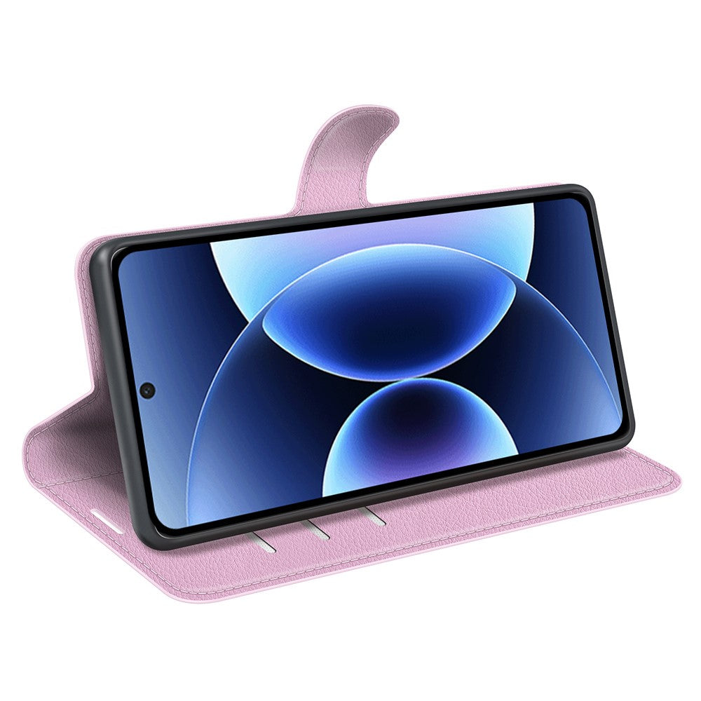 AMORUS For Xiaomi 17 Pro Max Wallet Case Litchi Texture Shockproof Leather Flip Stand Phone Cover - Pink