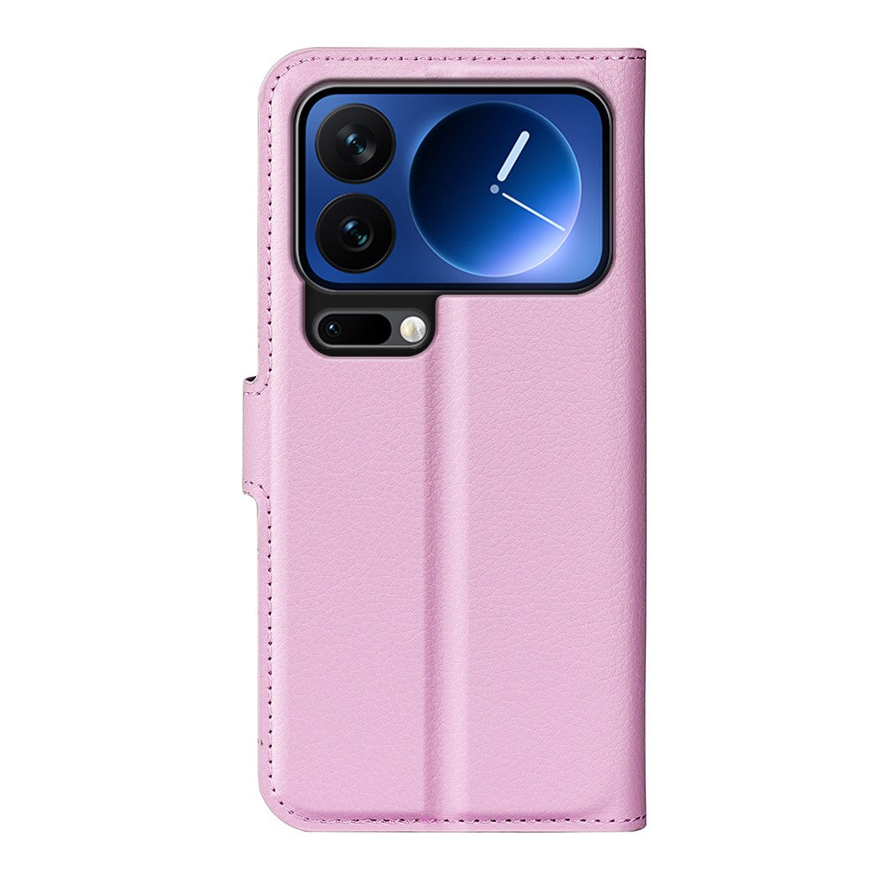 AMORUS For Xiaomi 17 Pro Max Wallet Case Litchi Texture Shockproof Leather Flip Stand Phone Cover - Pink