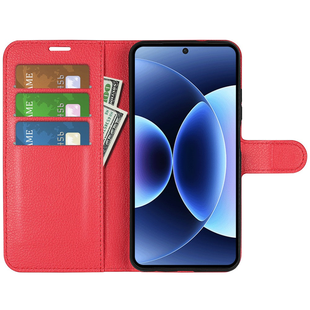 AMORUS For Xiaomi 17 Pro Max Wallet Case Litchi Texture Shockproof Leather Flip Stand Phone Cover - Red