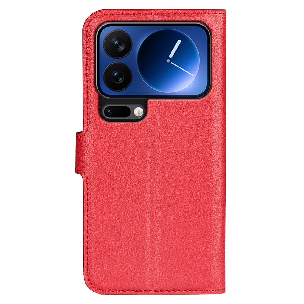 AMORUS For Xiaomi 17 Pro Max Wallet Case Litchi Texture Shockproof Leather Flip Stand Phone Cover - Red