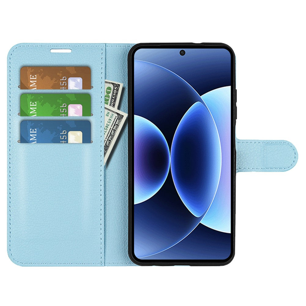 AMORUS For Xiaomi 17 Pro Max Wallet Case Litchi Texture Shockproof Leather Flip Stand Phone Cover - Blue