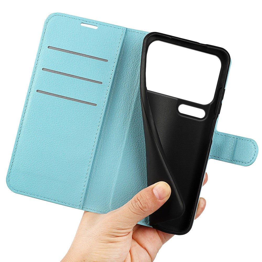 AMORUS For Xiaomi 17 Pro Max Wallet Case Litchi Texture Shockproof Leather Flip Stand Phone Cover - Blue